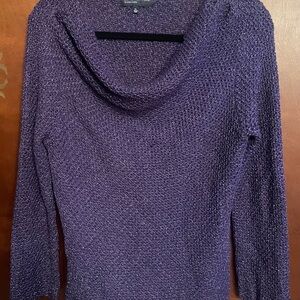 Jones New York Textured Purple Cowl Neck Sweater